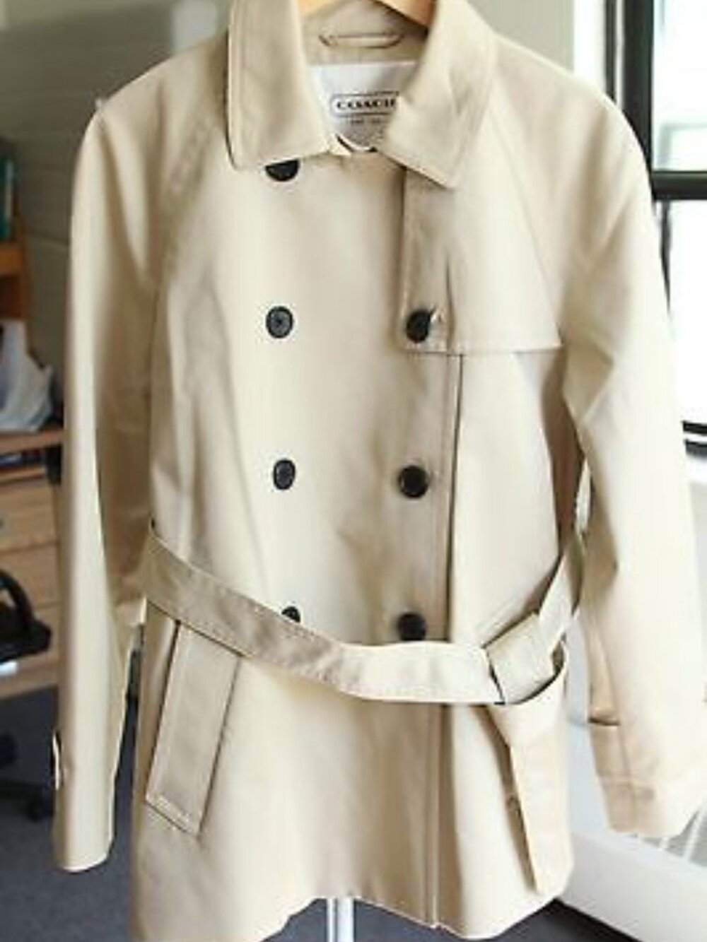Coach The Trench Beige Double Breasted Belted Trench Coat XL